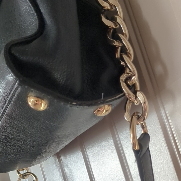 Michael Michael Kors Black Leather Handbag with Gold Accents - Picture 5 of 9